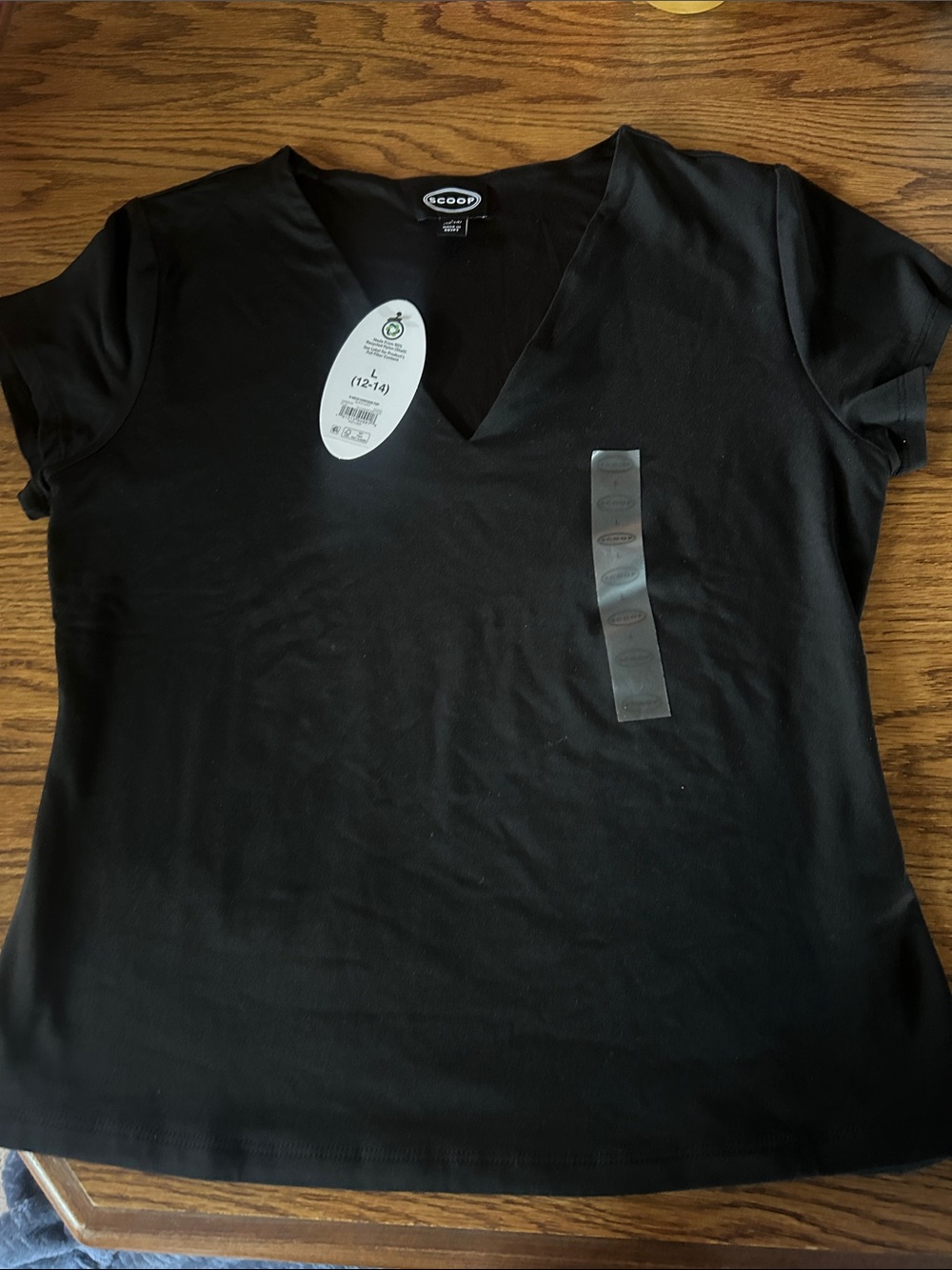 Scoop Black V-Neck Short Sleeve Women's Tee